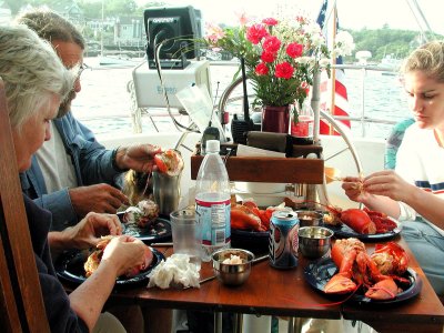 family eating well