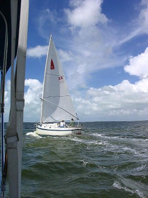 with full sail & powering off the wind