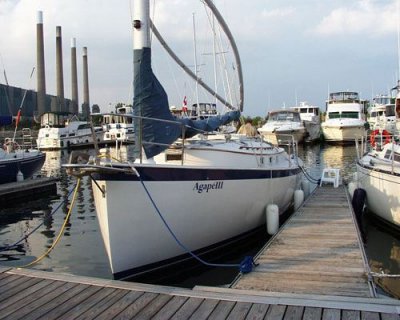 bow on, dock side