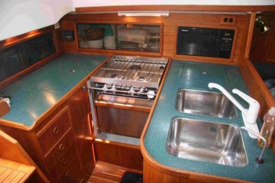 galley with Corian counter tops, port aft