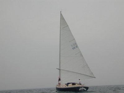 Tony Anderson & Basil Rodomar on foredeck, Giles Anderson on helm & 21 year old sail by Botts !