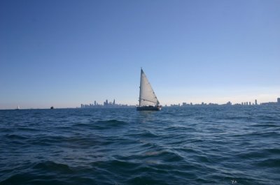 north and offshore from the city