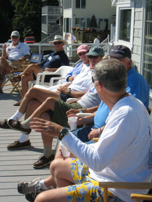 sun deck discussions of day's plans
