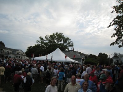 'cocktails tent' in center of crowd
