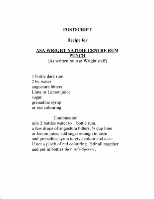 Postscript - Asa Wright rum punch recipe