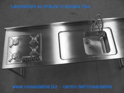 Top con ribasso su misura e vasca Alpes inox saldata - piano cottura - arredo