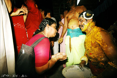 trance dancer giving out blessings on behalf of the gods