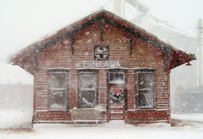 Tonkawa Depot in Snow