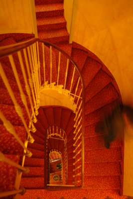 Clothed Man Descending Staircase