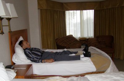 Getting some rest at a Monterey hotel