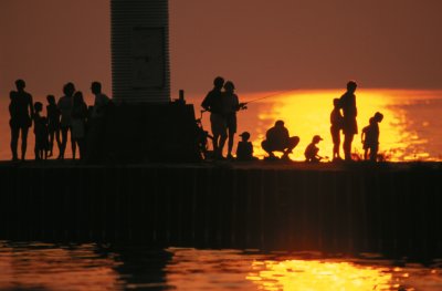 Pier Sunset Crowd