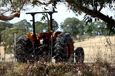 Tractor by the fence