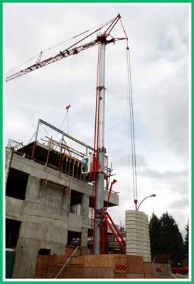 Base of the crane, showing counter-weights.