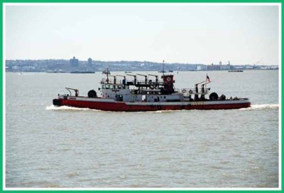 Fireboat, impressive water pumping capacity.