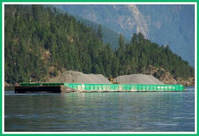 Loaded gravel barge.