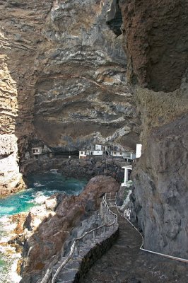 Pors de Candelaria (pirates bay) in a cave with 50 metre of rock hanging over.