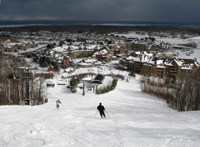 Skiing into the Village