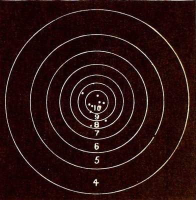 G.H. Wentworth shot this target March 27, 1886 at the Cocheco Rifle and Gun Club, Dover, N.H.  Standard American Target.