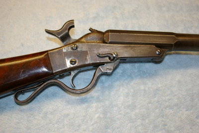 Right Side Of Ham's Percussion Maynard Shotgun - Hammer at Full Cock - Note Lever Axis Pin and Retaining Screw