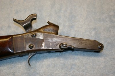 Right Side Of Ham's Percussion Maynard Breech Piece - Shows Lever Axis Pin Rotated to Allow Barrel To Be Removed