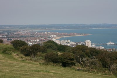 Eastbourne from the slopes of Beachy Head.