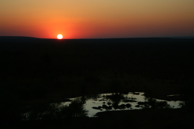 sunset from Victoria Falls Lodge