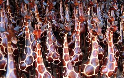 wooden giraffes