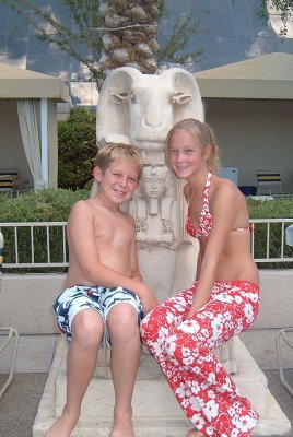 Casey and CJ at the Luxor poolside