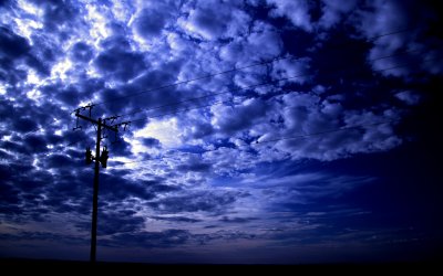 Dark Blue Sky with power lines