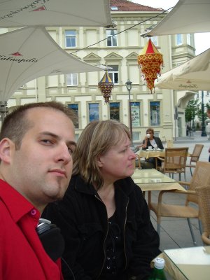 Me and Mom at a cafe in Vilnius