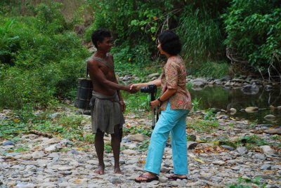 cecil greeting one of palawan's tribe
