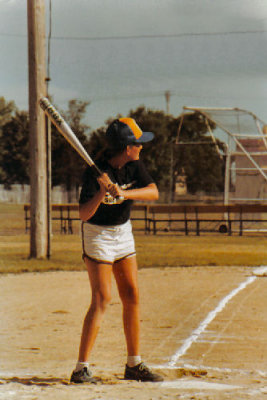 Kris at bat, summer 1980