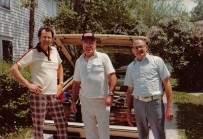Dick, John and Dad - ready to golf