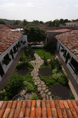 The hotel courtyard