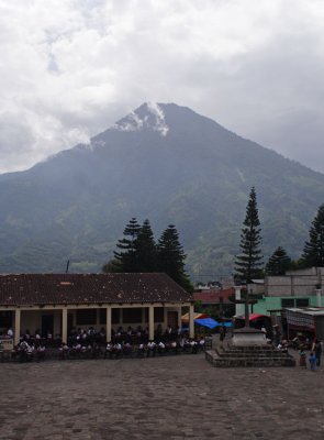 View to the volcano from the church
