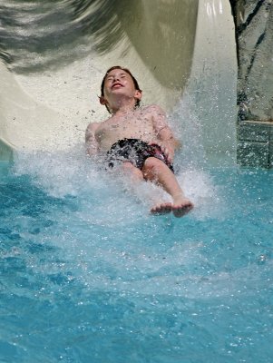 Cody coming out of the water slide