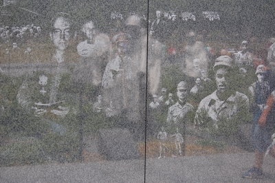 Korean War Memorial Wall and reflections