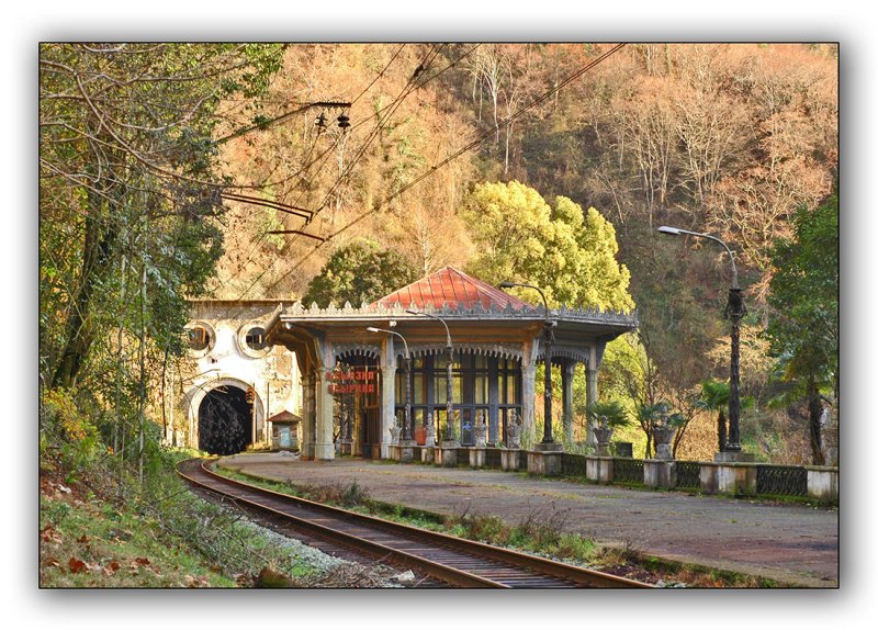 Abkhazia, abandoned railway station Psyrtskha