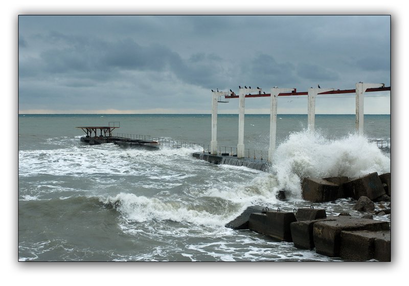Sochi, storm on the Black sea