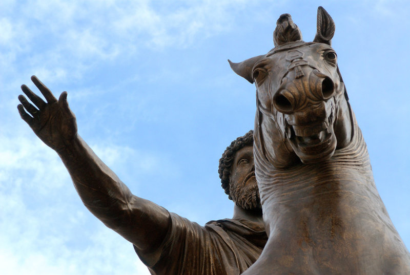 Roma, replica of a statue of Marcus Aurelius on the Piazza del Campidoglio