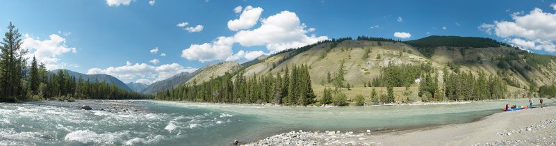     / the confluence of Koksa and Argut rivers (the blue and white water, respectively)