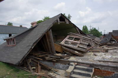 Collapsed house, lower 9th ward,  New Orleans, May 2, 2007