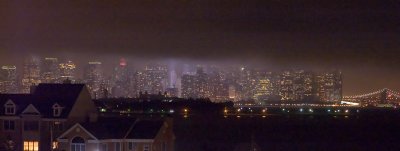 Clouds over 9/11 Memorial Lights