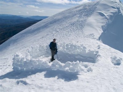 Robert in the ice shelter