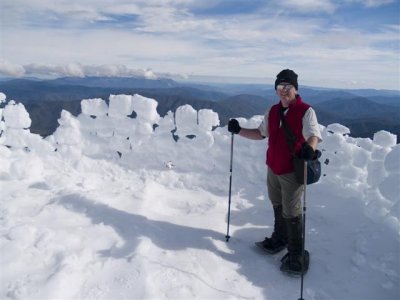 Wayne in the snow shelter