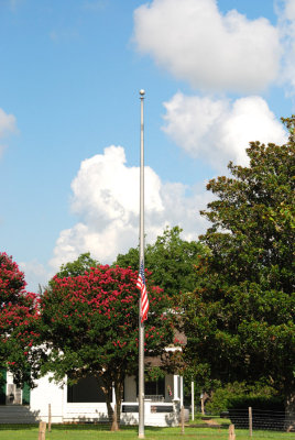 Flag at half staff at President Johnson's boyhood home