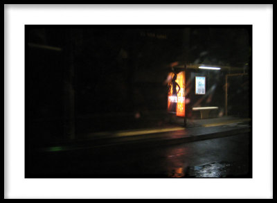 Bus Stop in the Rain - seen from inside the Bus