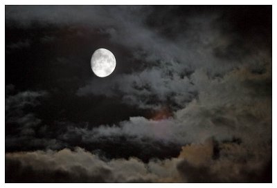 Nightly Scenery with Moon and Clouds