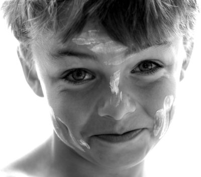 9 August - TITC B&W Portrait - Sunblock Kid!