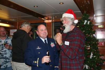 Santa Terry and the Commander at our Christmas party for the Coasties